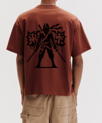 Ninja Silhouette – Dual Graphic 240 GSM Oversized Streetwear T-Shirt