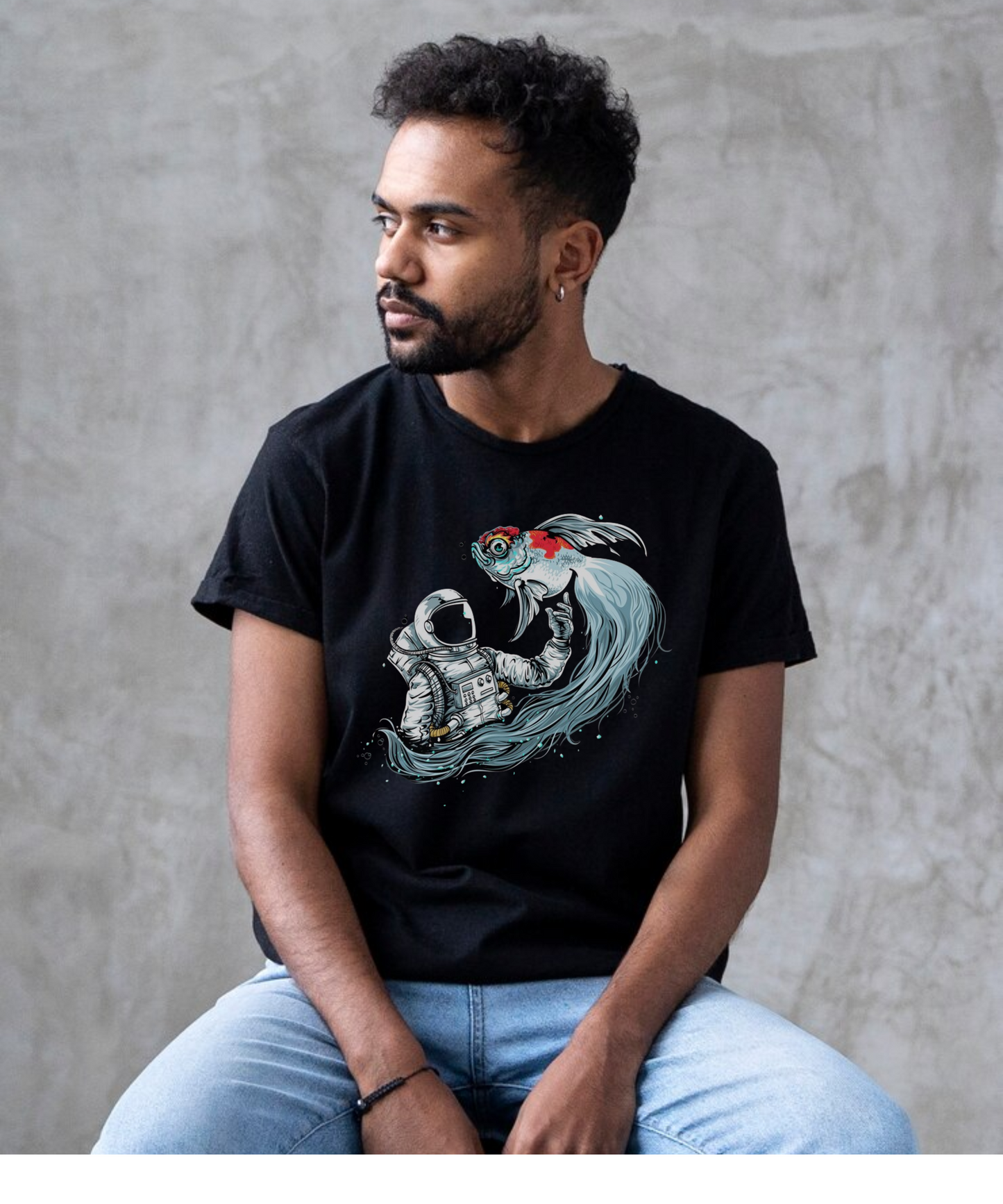 Cosmic Encounter – Astronaut & Goldfish 240 GSM Oversized Streetwear T-Shirt