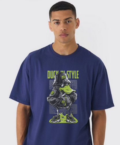 Duck in Style – Urban Cartoon Graphic 240 GSM Streetwear T-Shirt