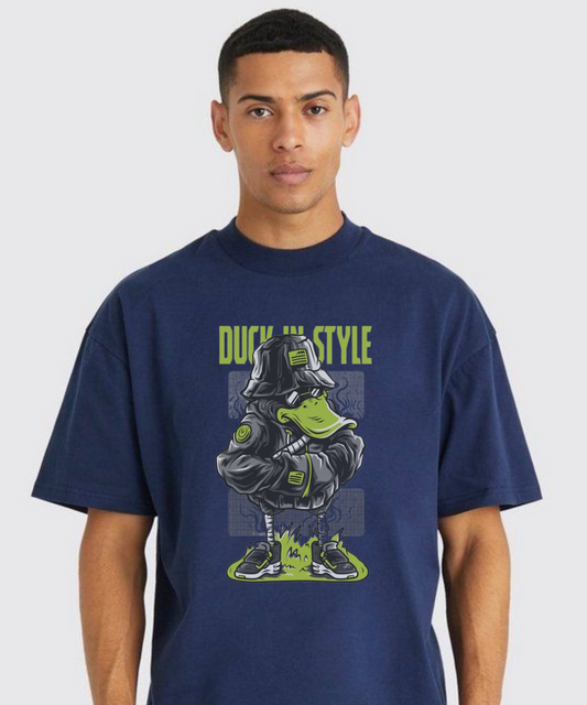 Duck in Style – Urban Cartoon Graphic 240 GSM Streetwear T-Shirt