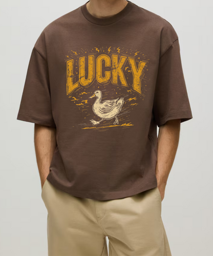 Lucky Duck – Vintage Graphic 240 GSM Streetwear T-Shirt
