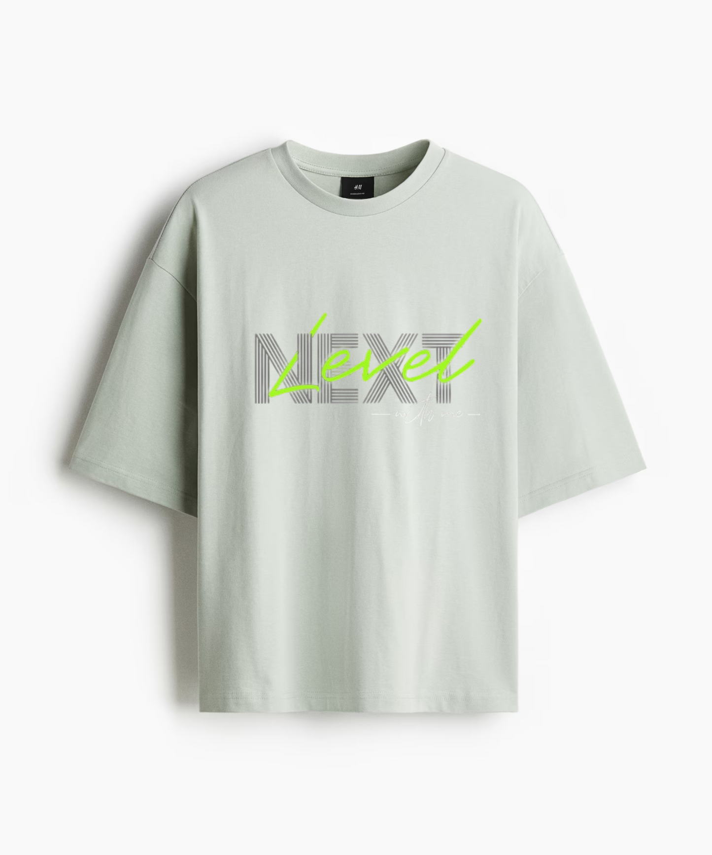 Next Level – Minimal Neon Text Graphic 240 GSM Oversized Streetwear T-Shirt