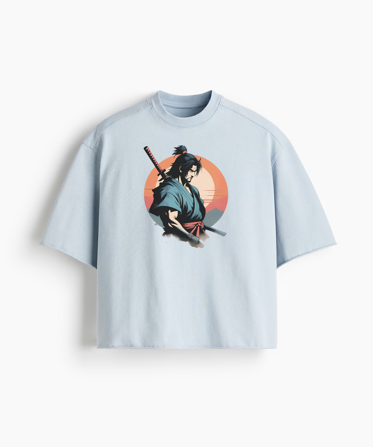 Samurai Sunset – Warrior Spirit 240 GSM Oversized Streetwear T-Shirt
