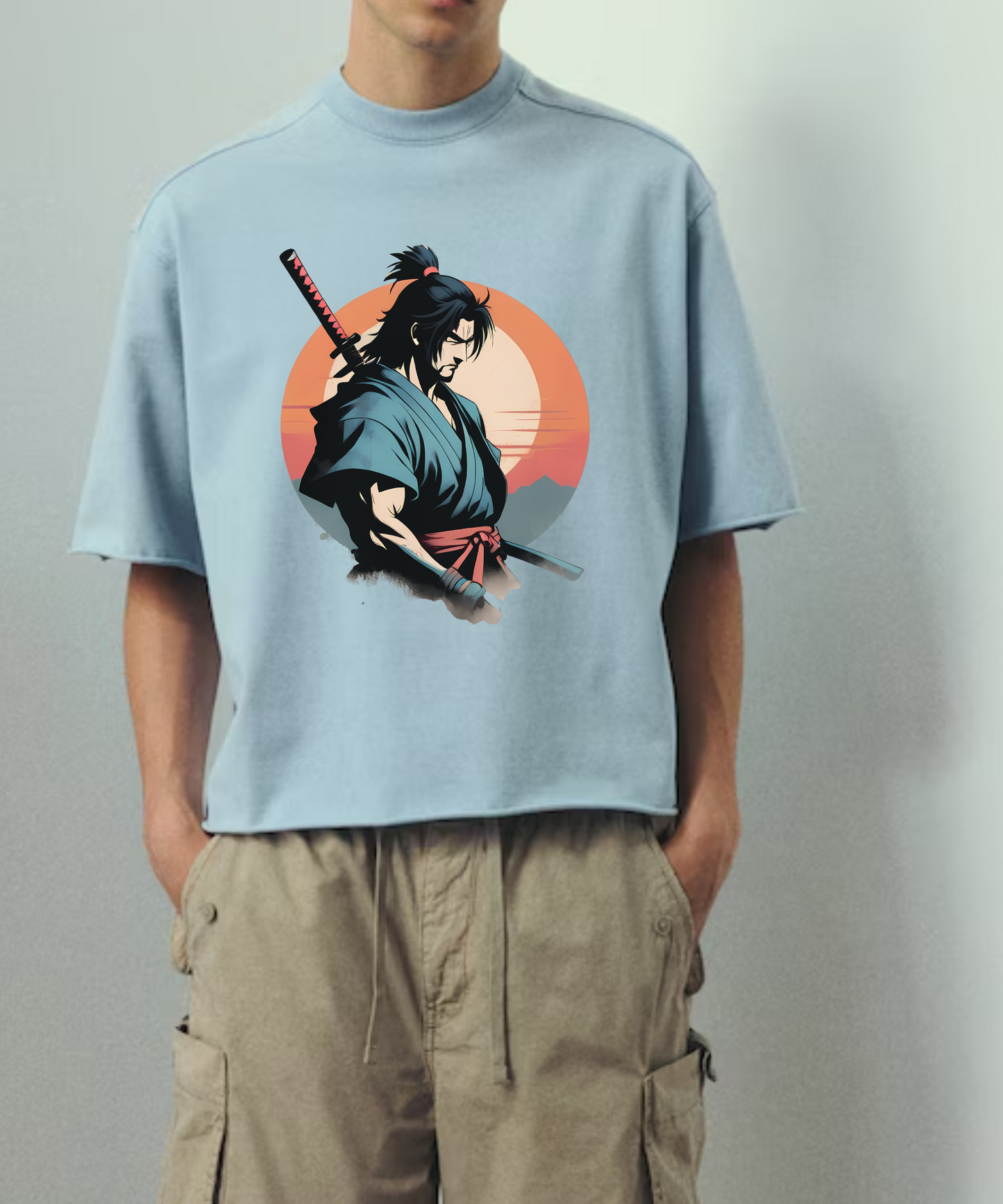 Samurai Sunset – Warrior Spirit 240 GSM Oversized Streetwear T-Shirt