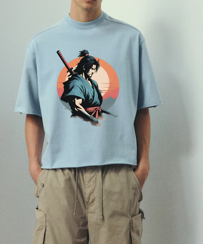 Samurai Sunset – Warrior Spirit 240 GSM Oversized Streetwear T-Shirt