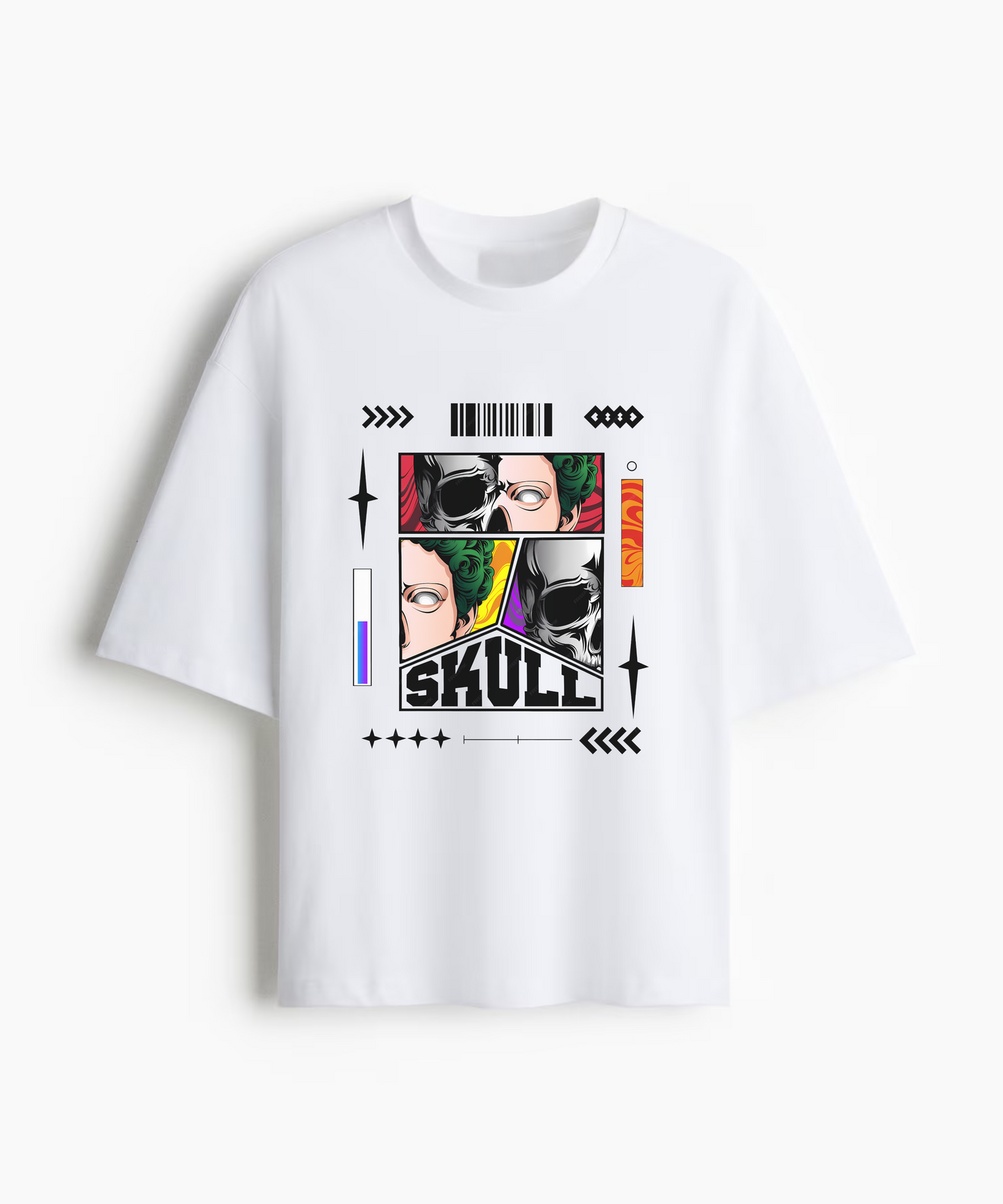 Skull Vision – Anime Panel Graphic 240 GSM Oversized Streetwear T-Shirt