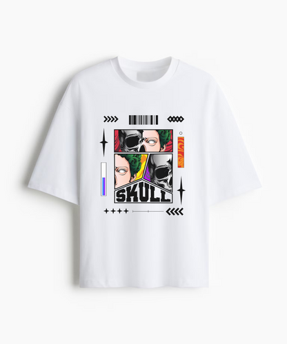 Skull Vision – Anime Panel Graphic 240 GSM Oversized Streetwear T-Shirt