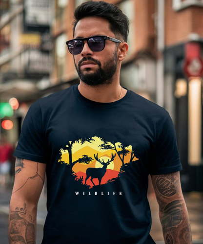 Wildlife Sunset – Nature Graphic 240 GSM Oversized Streetwear T-Shirt